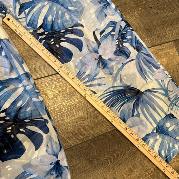 La Blanca Women's Tropical Swimsuit Coverup Crop Pants White Blue Size L - Picture 4 of 8